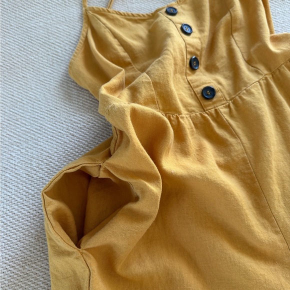 J for Justify Mustard Yellow Linen-Blend Wide Leg Jumpsuit | Size M - Picture 3 of 6